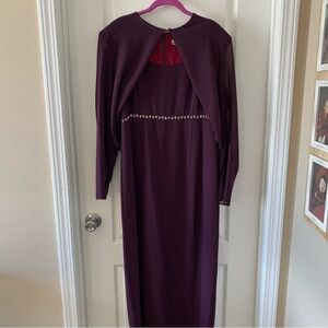 After Dark full length purple dress with cardigan formal